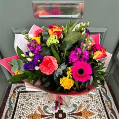 Bright florist choice handtied 